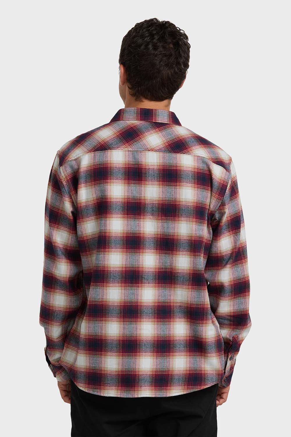 billabong coastline ls flannel plum back