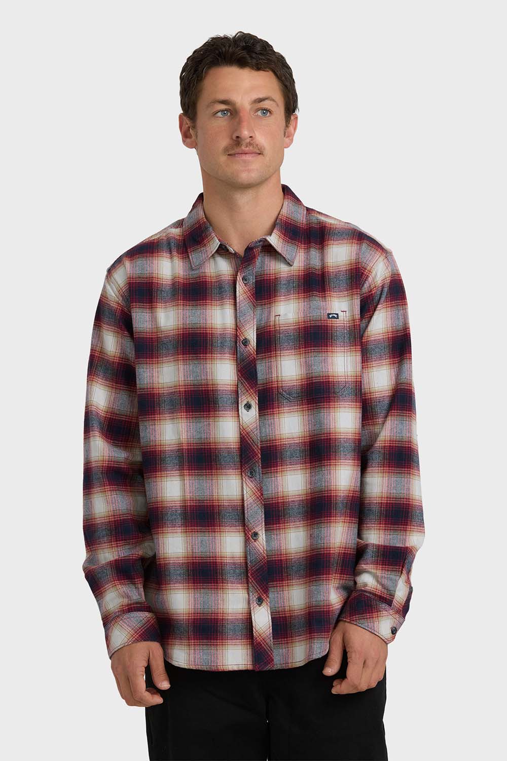 billabong coastline ls flannel plum front