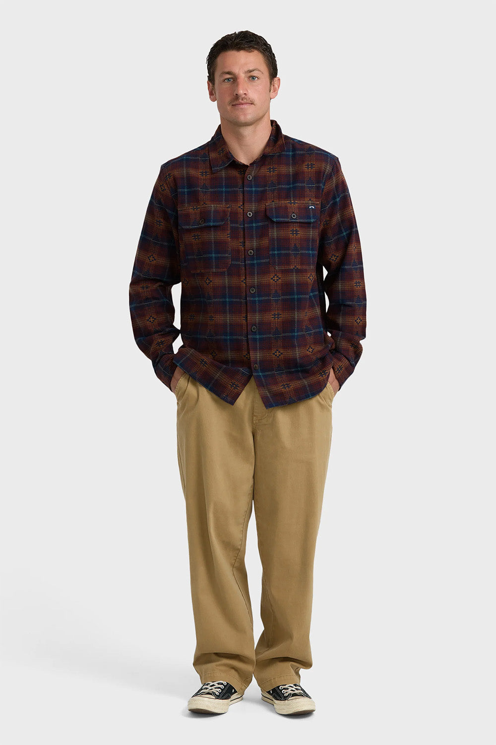 billabong offshore jacquard flannel wine multi
