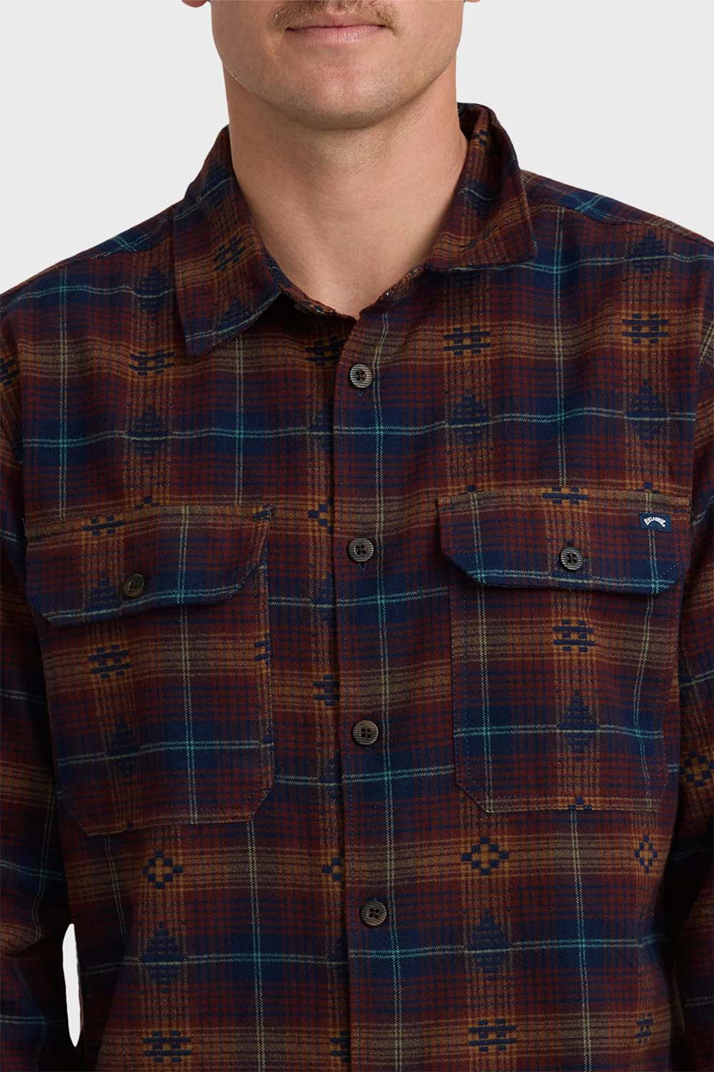 billabong offshore jacquard flannel wine multi detail