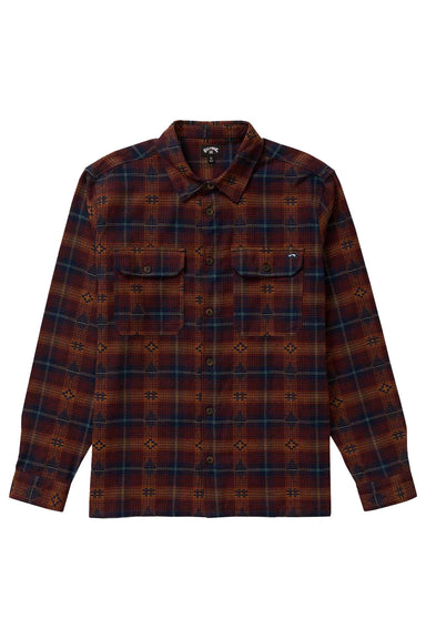billabong offshore jacquard flannel wine multi flatlay