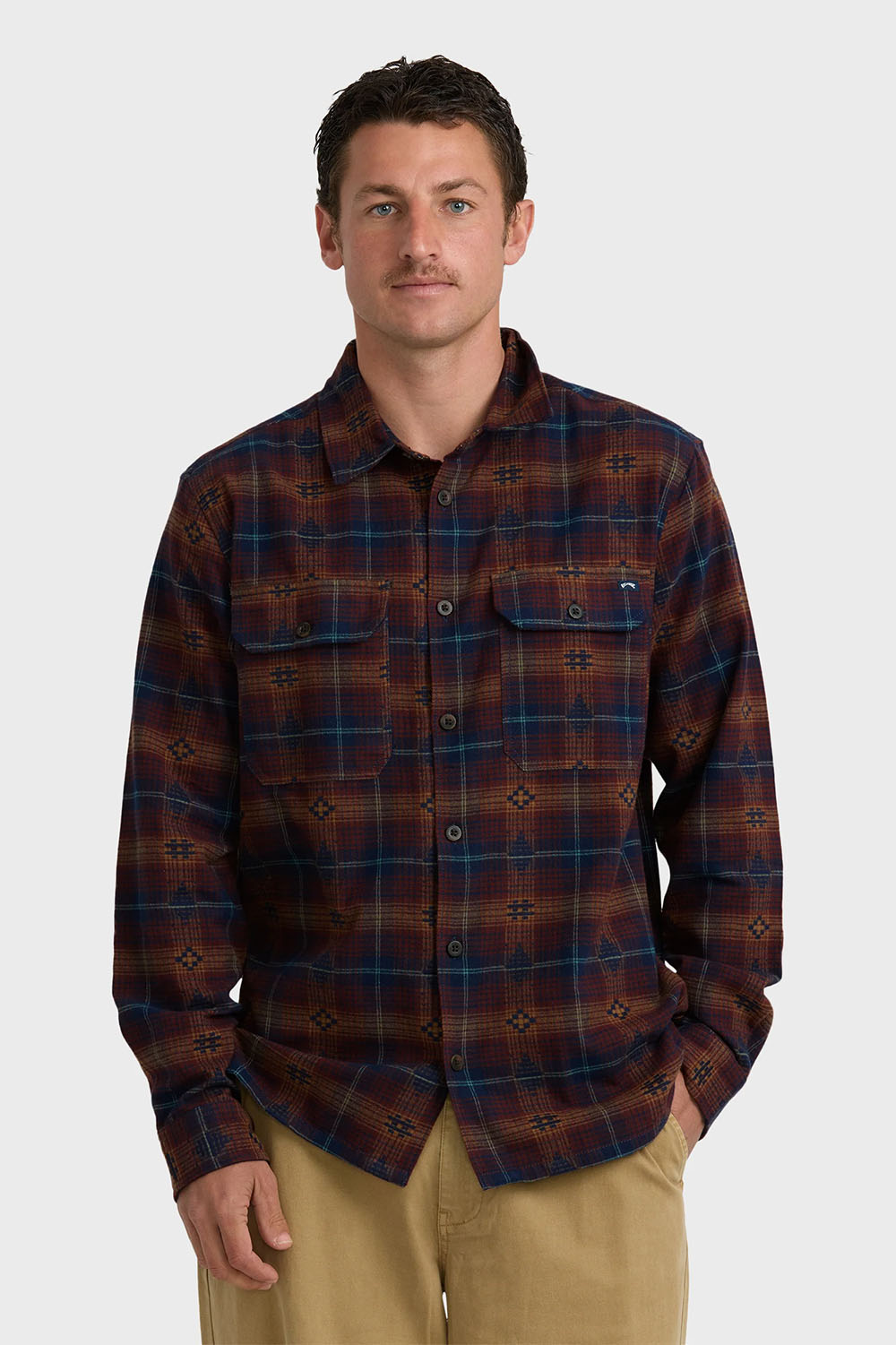 billabong offshore jacquard flannel wine multi front