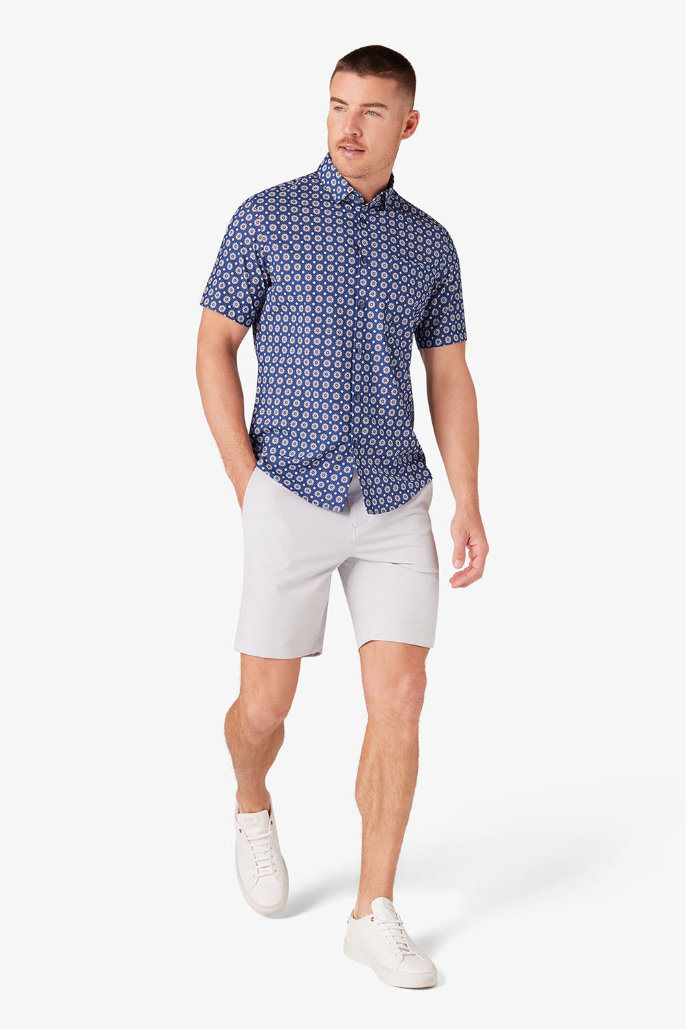 Mizzen + Main - Leeward SS - White Blooming Floral - Front