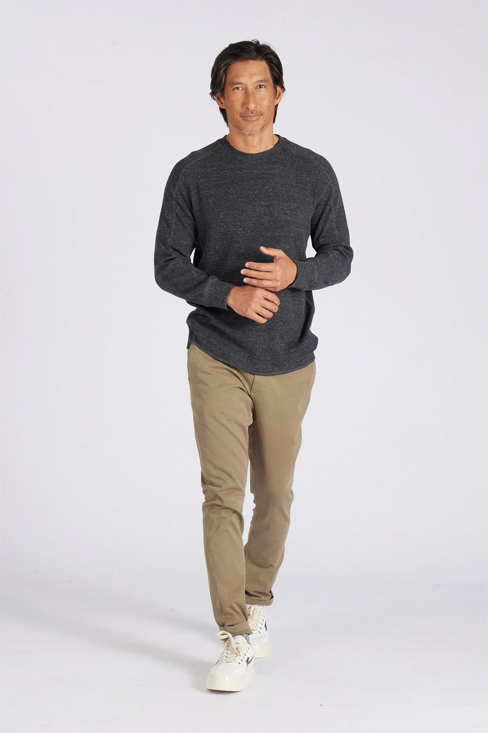 Grayers - New Spencer Waffle Crew - Charcoal 