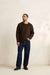 Rhythm Vintage Waffle Knit Sweater in Chocolate — Full-Body view