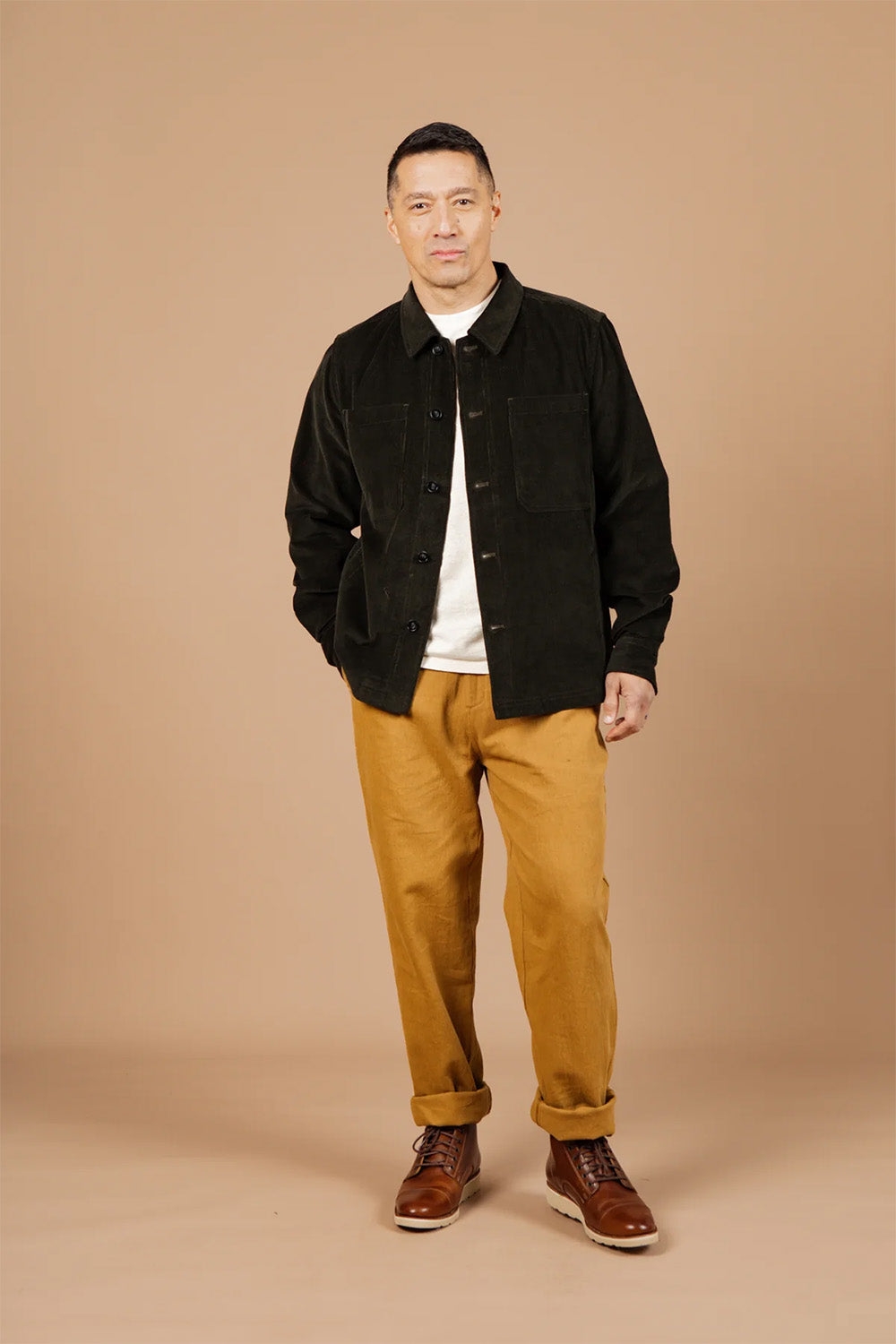 Bridge & Burn - Banks Shirt Jacket - Deep Pine Corduroy - Front