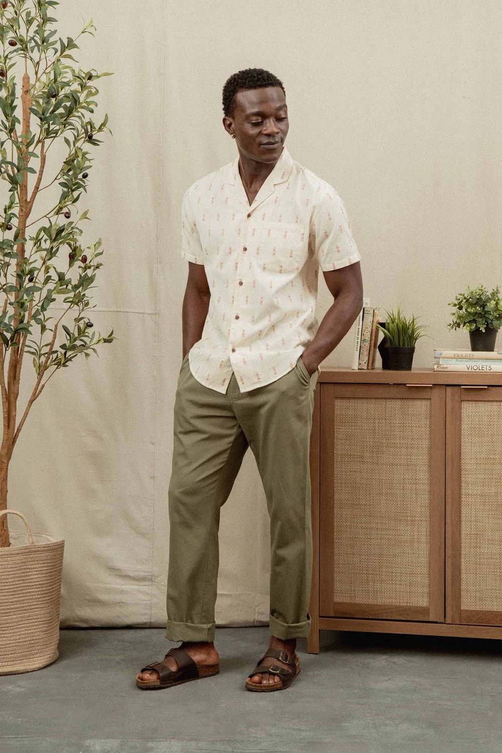 bridge and burn collins slim shirt dune chevron