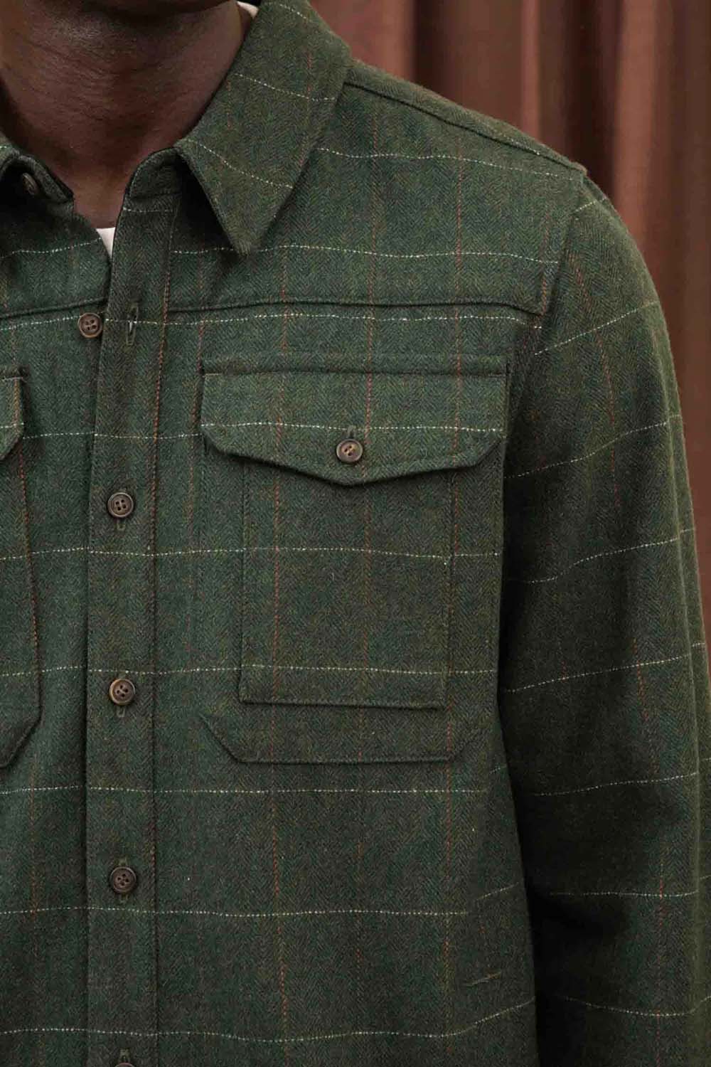 bridge and burn fielding shirt jacket cypress windowpane detail