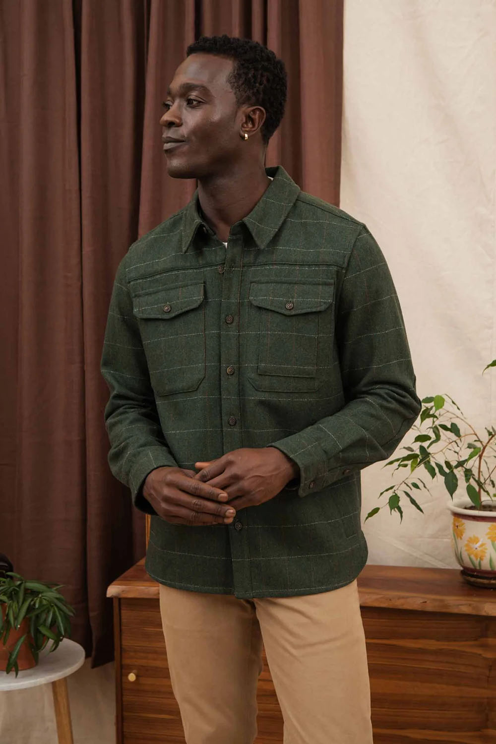 bridge and burn fielding shirt jacket cypress windowpane front