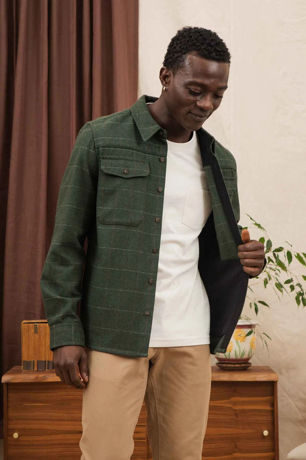 bridge and burn fielding shirt jacket cypress windowpane open