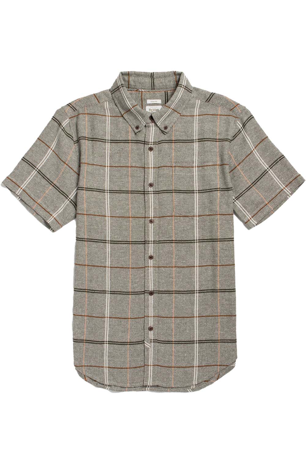 bridge and burn jordan slim shirt olive ember grid flatlay