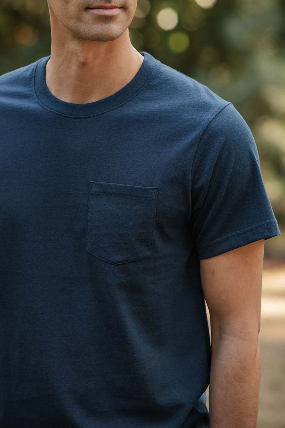 bridge and burn recycled pocket tee cobalt detail