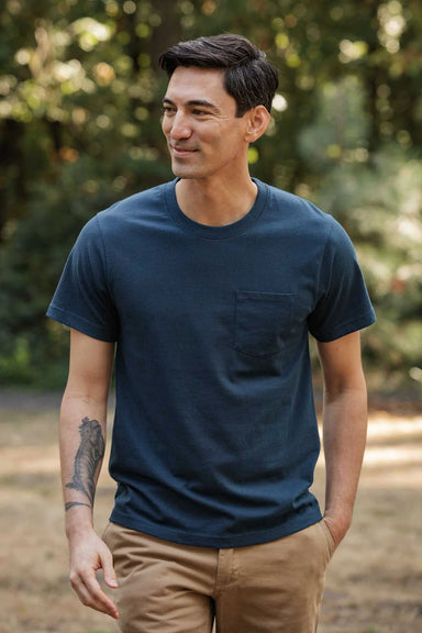 bridge and burn recycled pocket tee cobalt front
