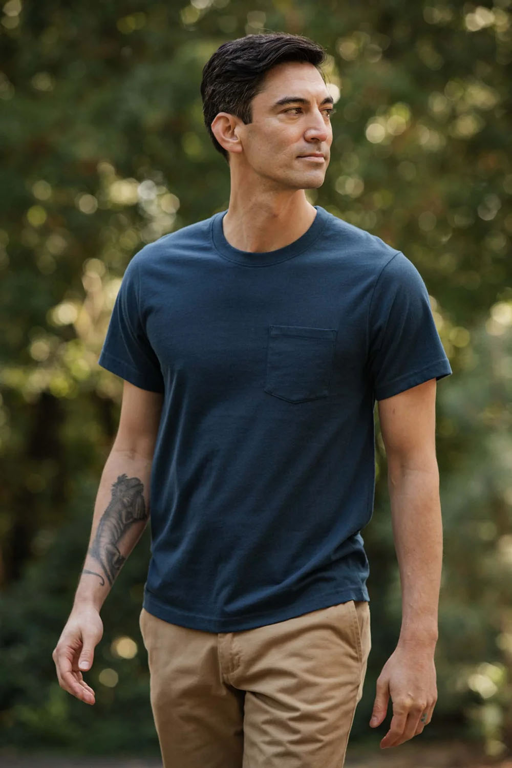 bridge and burn recycled pocket tee cobalt profile