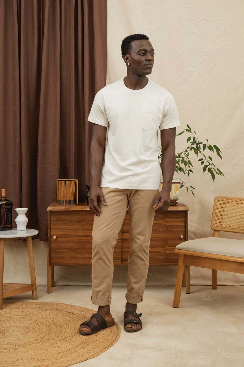 bridge and burn recycled pocket tee ivory 