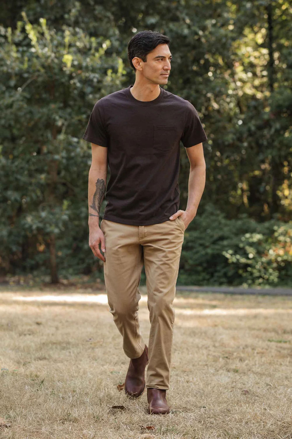 bridge and burn recycled pocket tee truffle