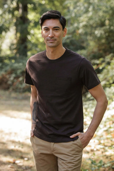bridge and burn recycled pocket tee truffle front
