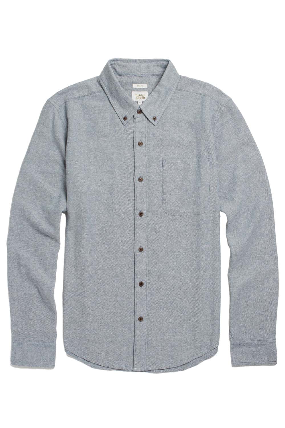 bridge and burn sutton slim shirt denim twill flatlay