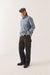Brixton Trademark Shirt in Blue Chambray Micro Stripe — Quarter view
