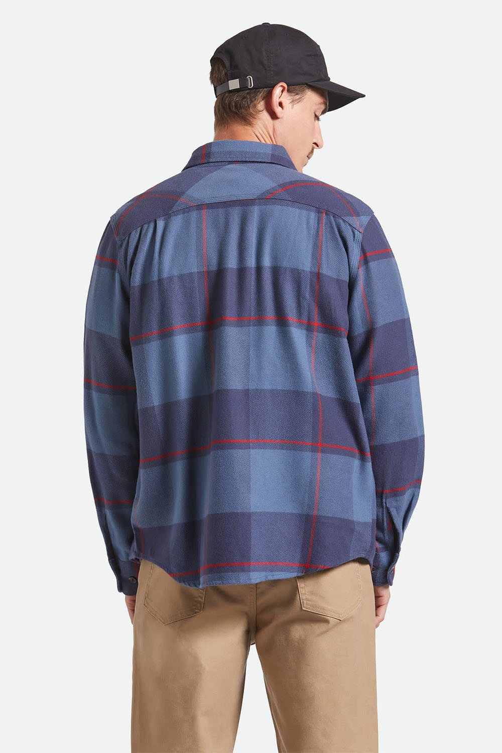brixton bowery ls flannel bering sea mood indigo adrenal back