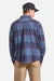 brixton bowery ls flannel bering sea mood indigo adrenal back
