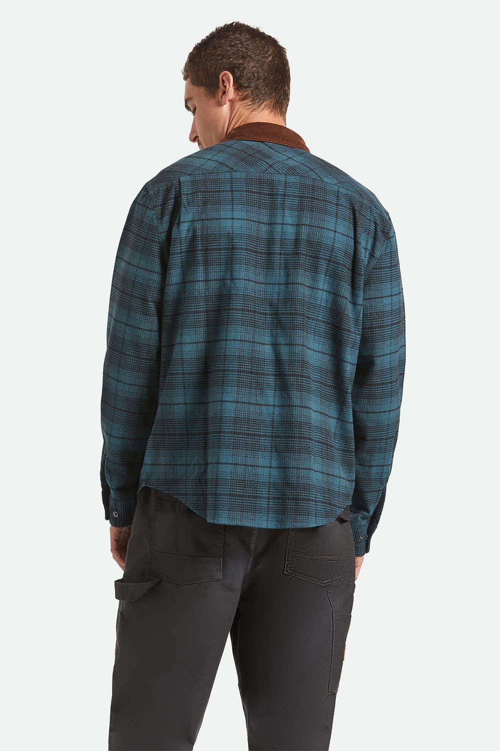 brixton builders bowery perf flannel night sage black back