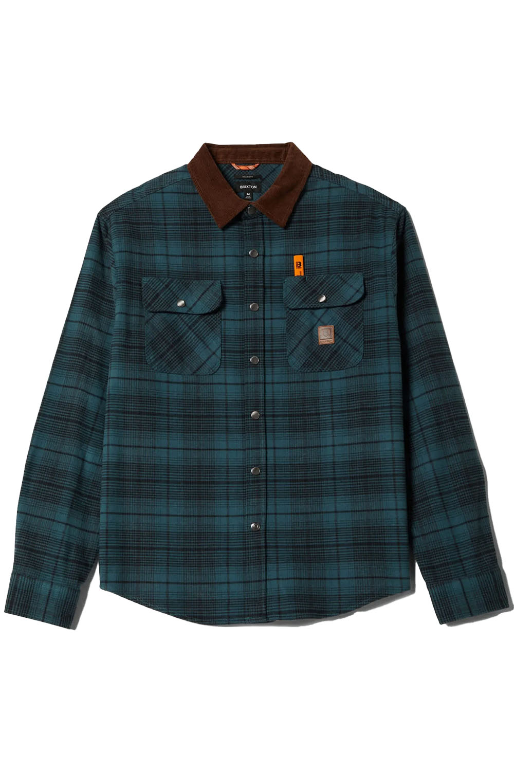 brixton builders bowery perf flannel night sage black flatlay