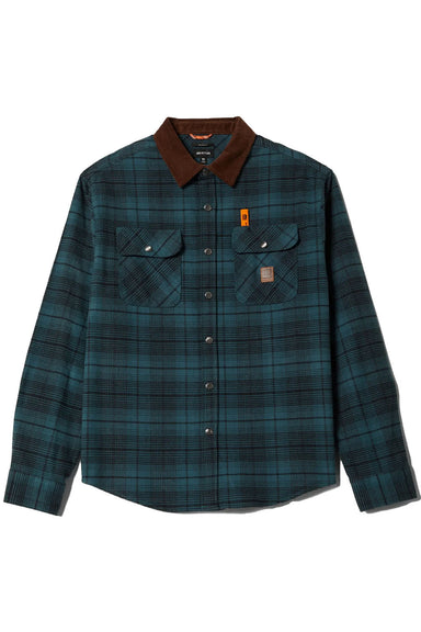 brixton builders bowery perf flannel night sage black flatlay