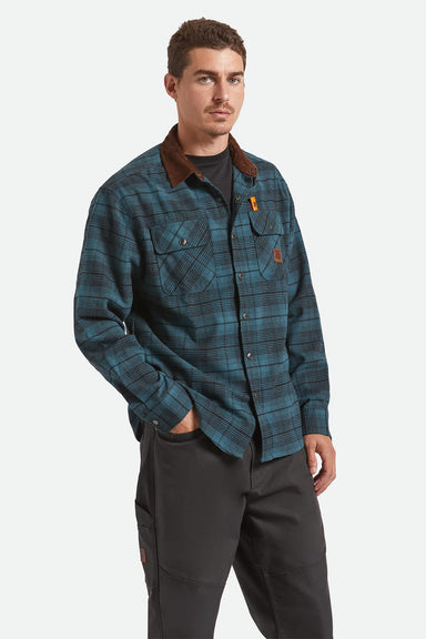 brixton builders bowery perf flannel night sage black front