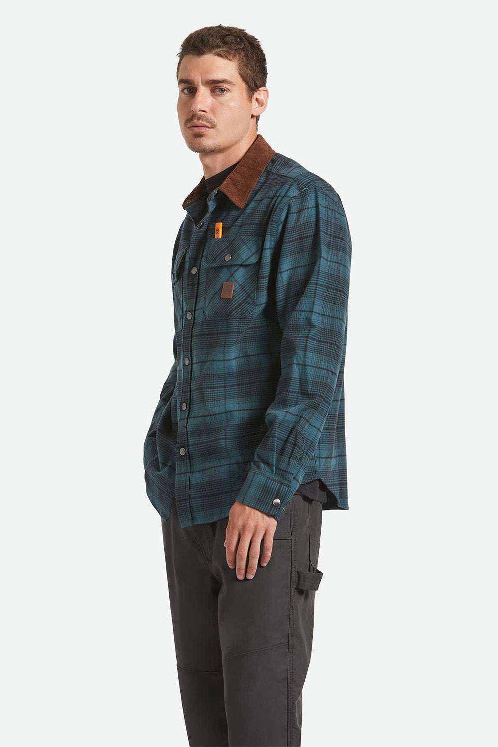brixton builders bowery perf flannel night sage black side
