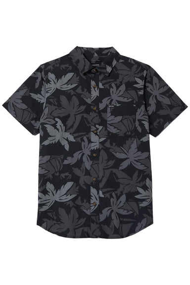 brixton charter print ss black trooper grey palm floral flatlay