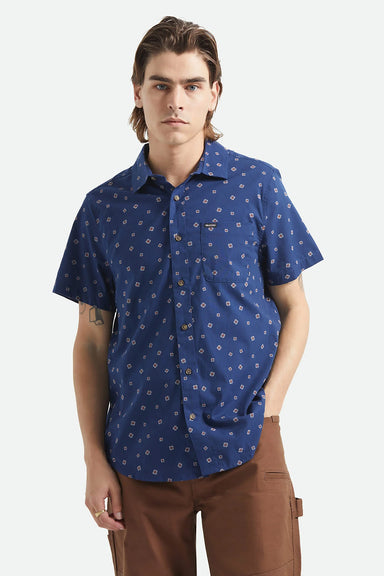brixton charter print ss midnight blue geo front