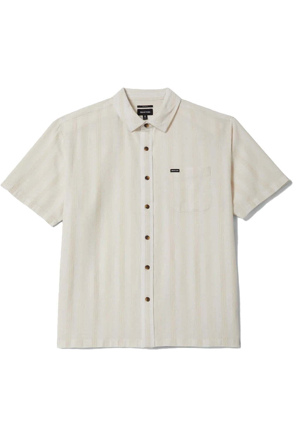 brixton cru striped dobby ss off white flatlay
