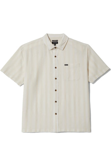 brixton cru striped dobby ss off white flatlay