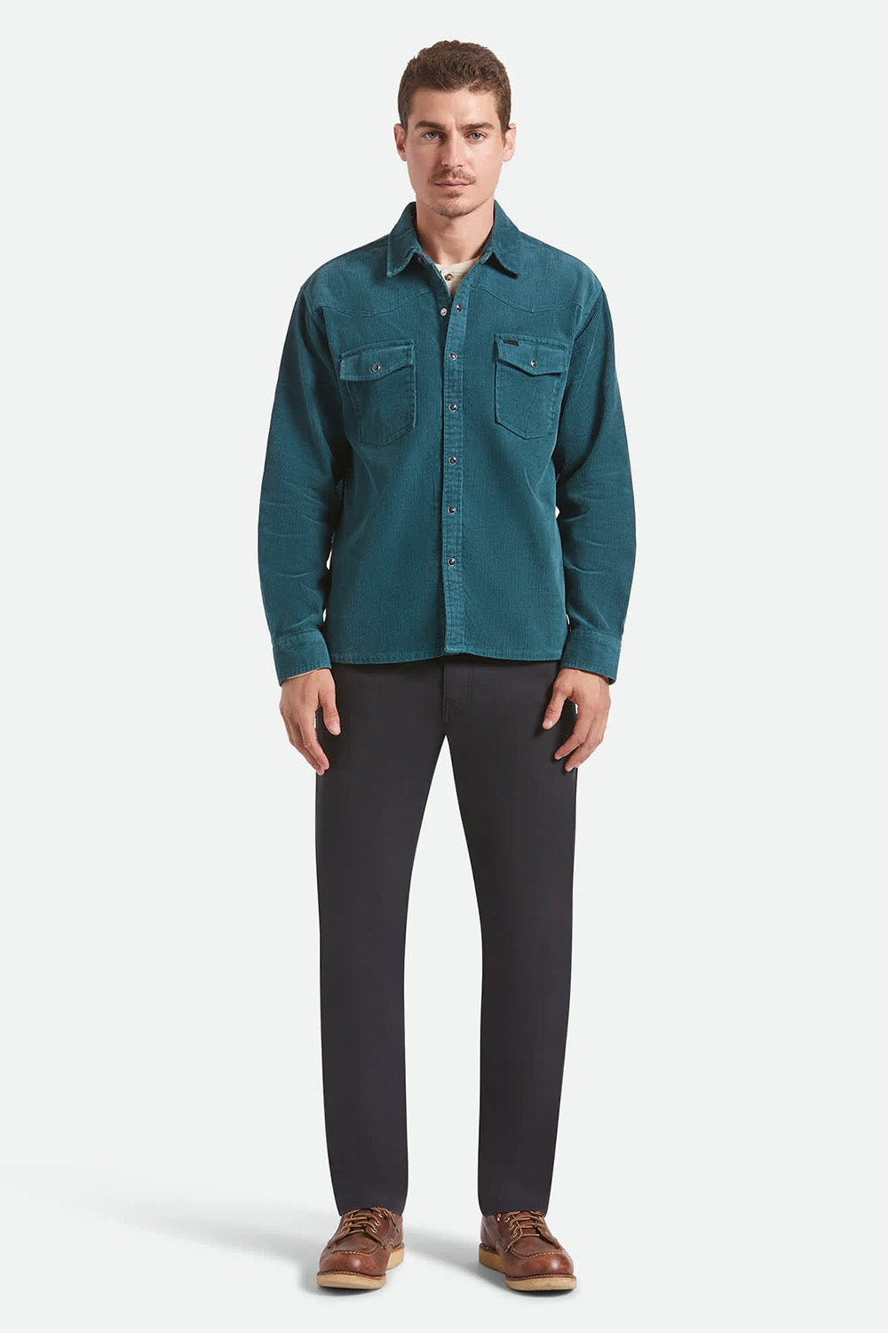 brixton new west overshirt night sage cord