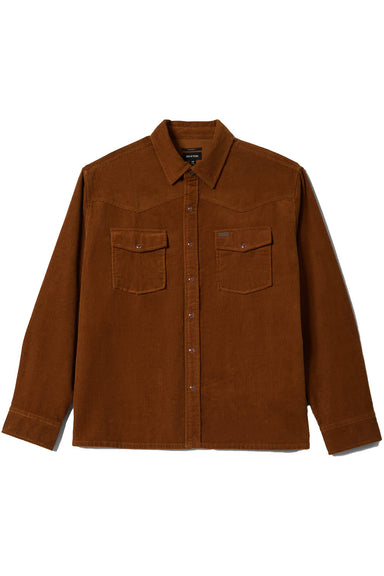 brixton new west overshirt washed copper cord flatlay