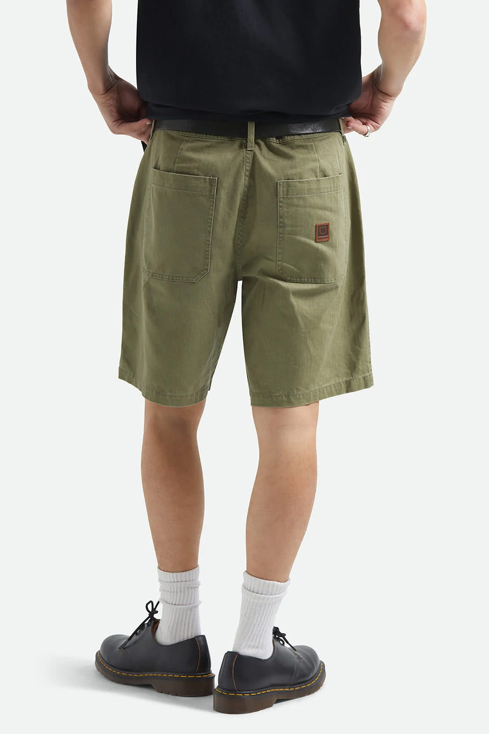 brixton surplus herringbone short washed olive green back