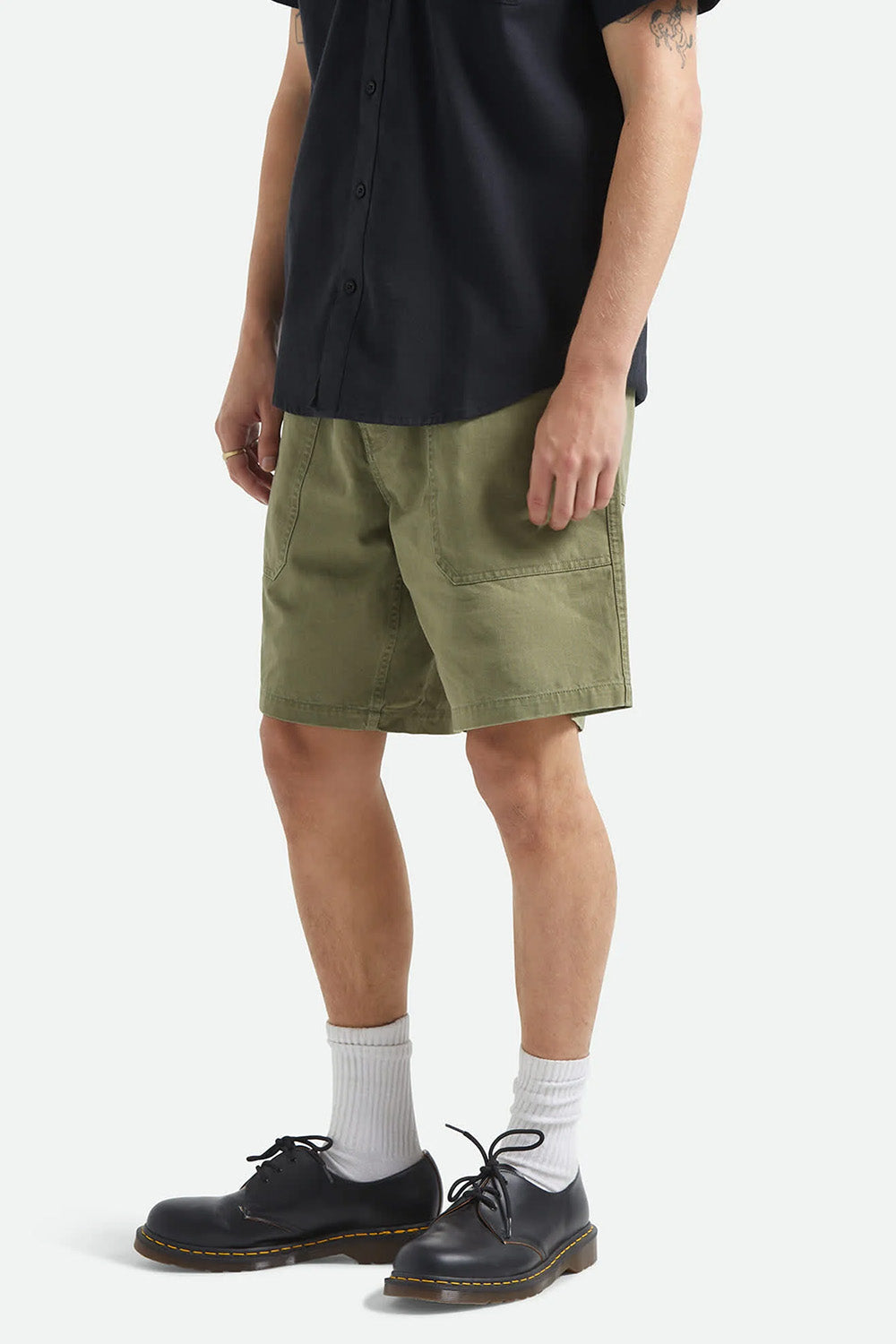 brixton surplus herringbone short washed olive green profile