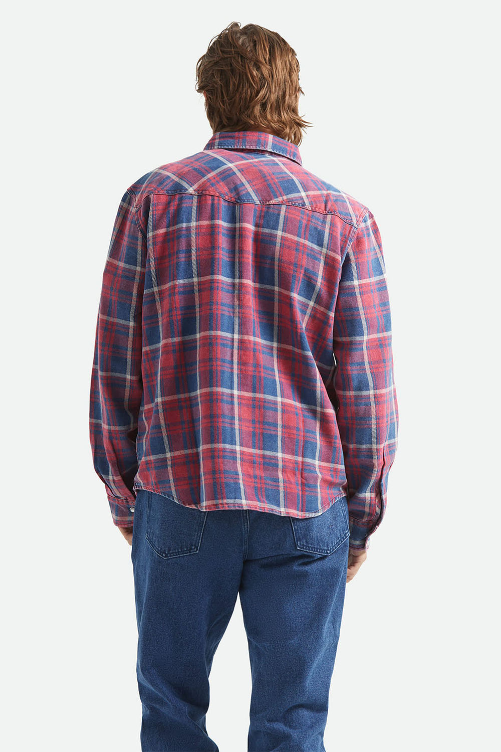 brixton waylon lw overshirt denim plaid back