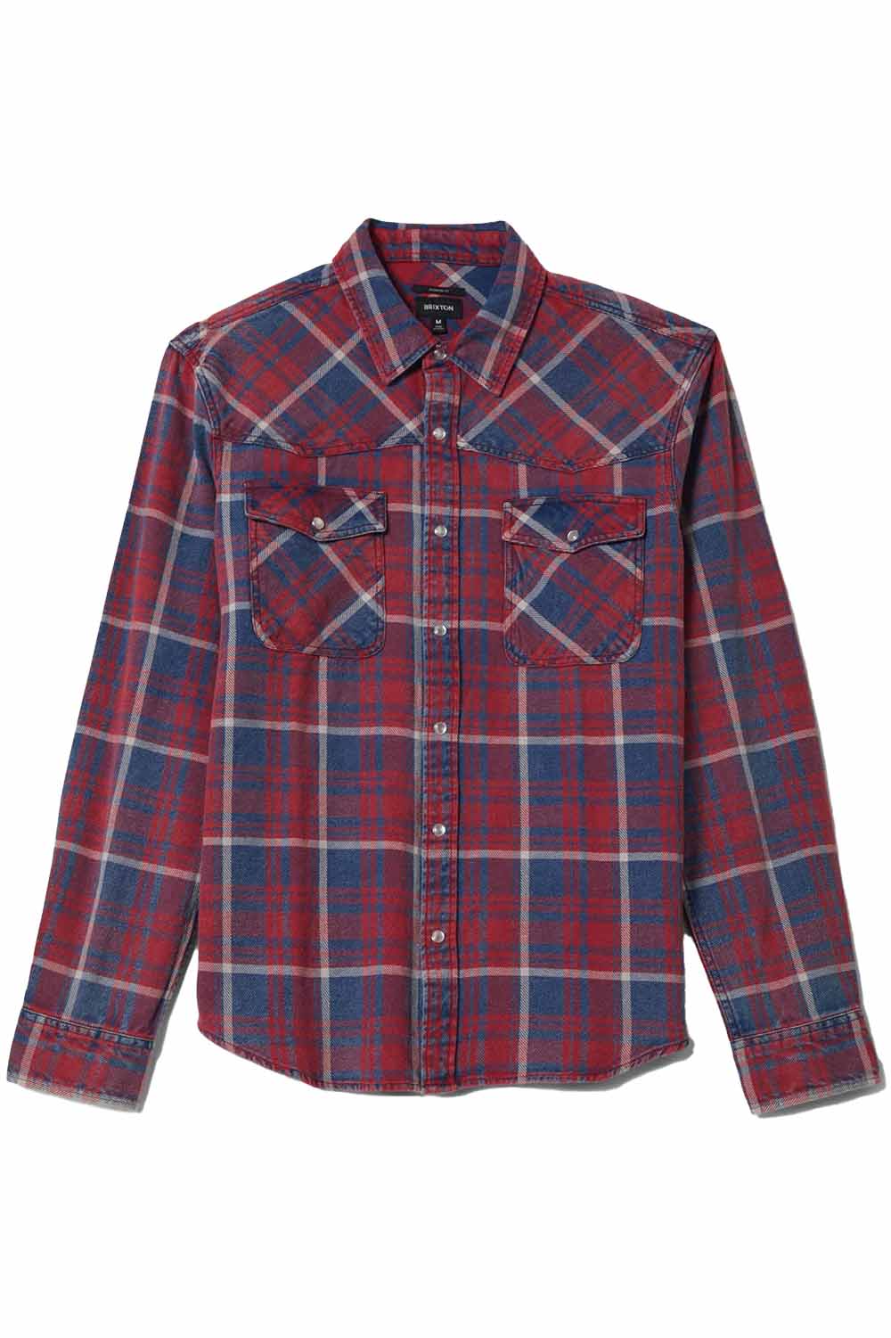 brixton waylon lw overshirt denim plaid flatlay