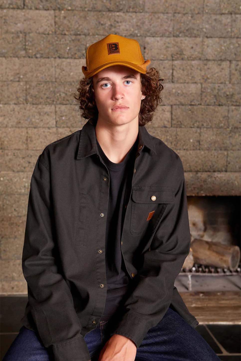 Brixton - Builders Overshirt - Washed Black - Model