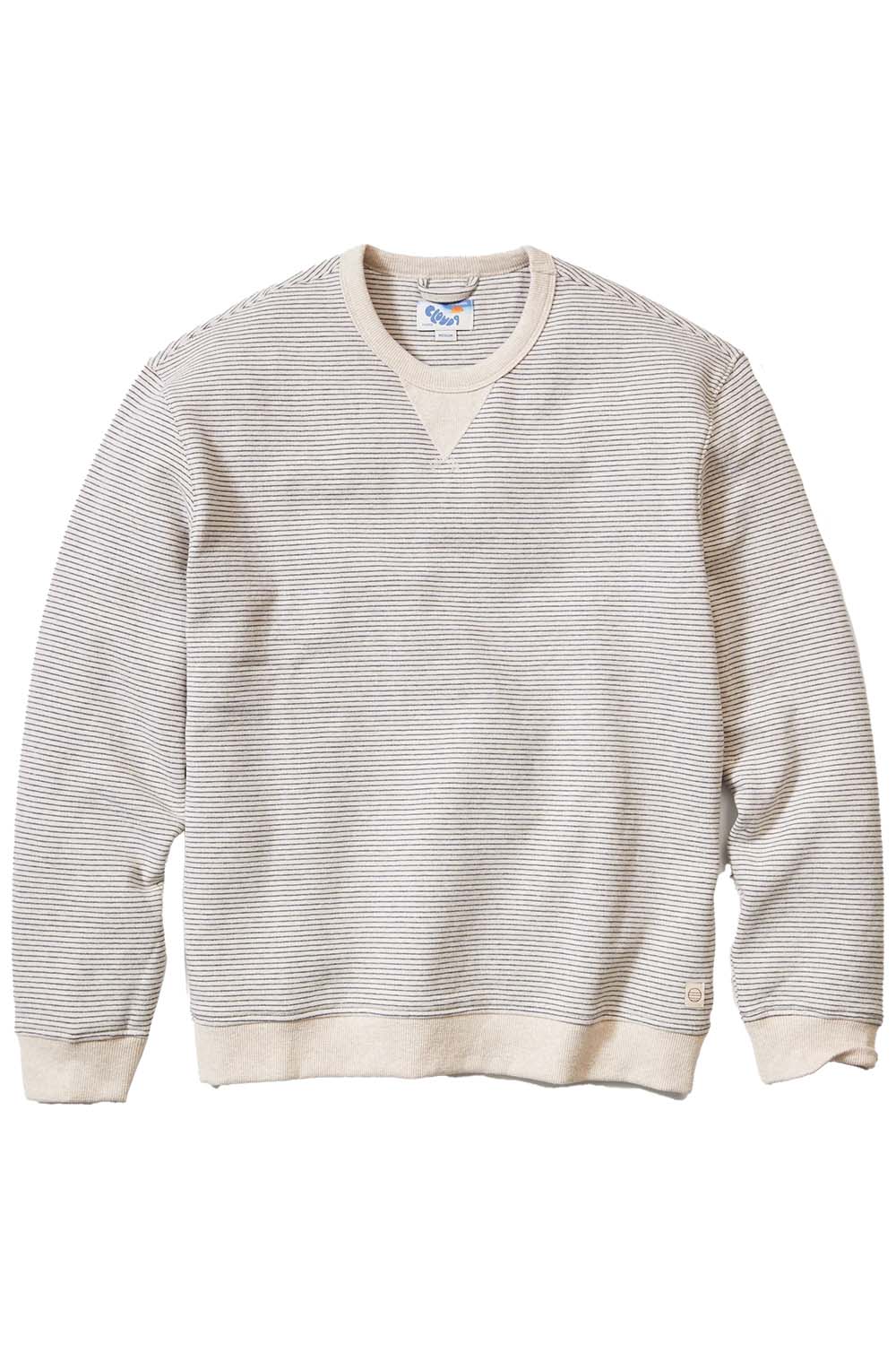 Marine Layer CLOUD 9 FLEECE CREWNECK Driftwood Baja Stripe Flatlay