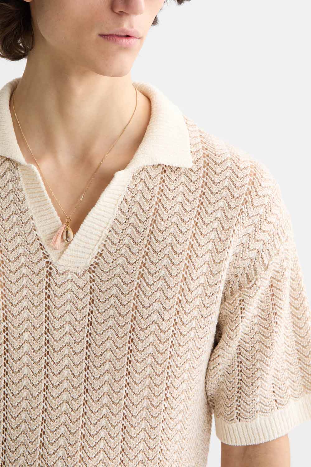 Scotch & Soda - Structured Knitted Polo - Eggnog - Detail