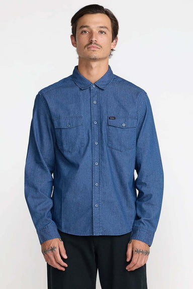 RVCA Denim Days Shirt in Indigo — Front view