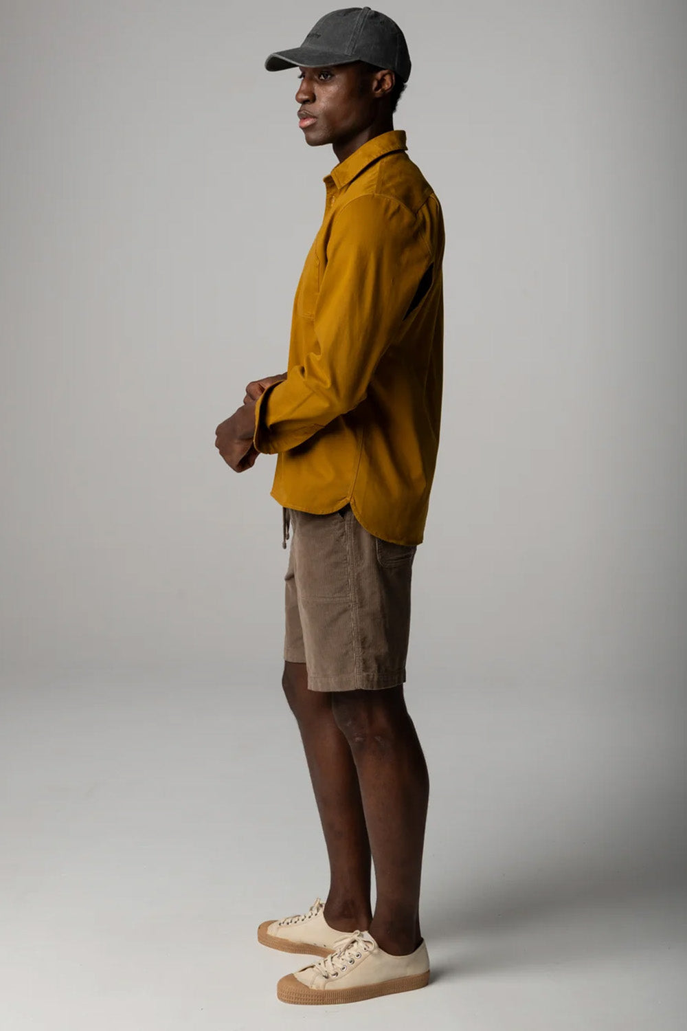 Finisterre - Eddystone Shirt - Burnt Ochre - Model Side