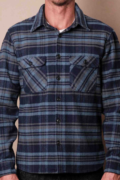 Freenote Cloth - Benson LS - Cobalt Blue Plaid - Model