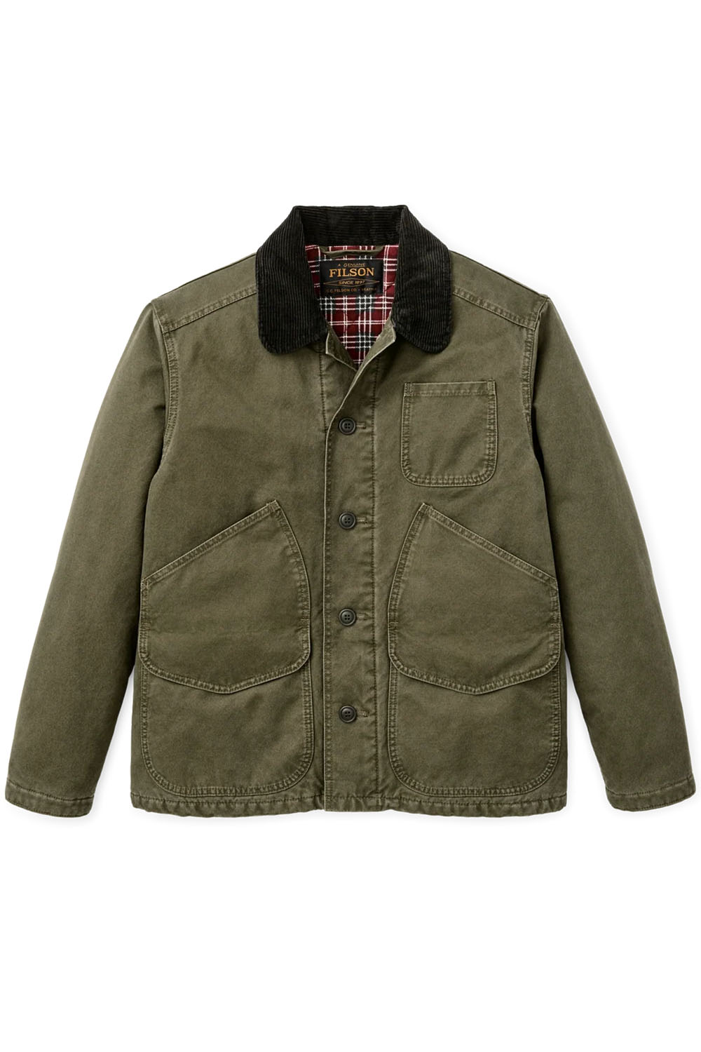 Filson - Insulated Canvas Outfitter Jacket - Dark Olive - Flatlay