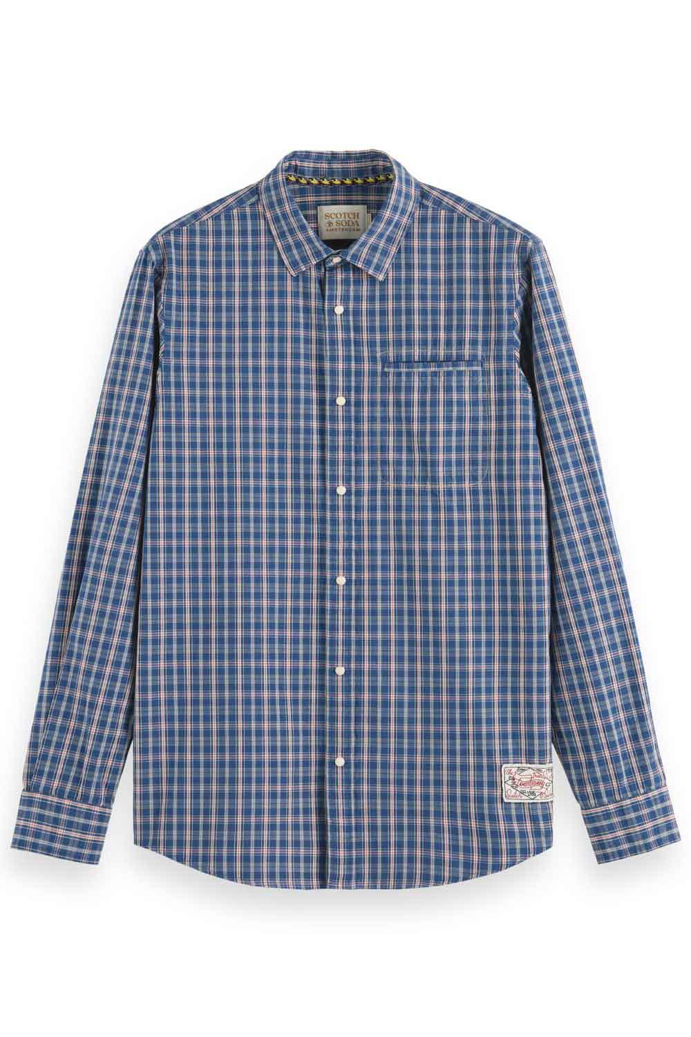 Scotch & Soda - Minimal Check LS - Blue/Red Check - Flatlay