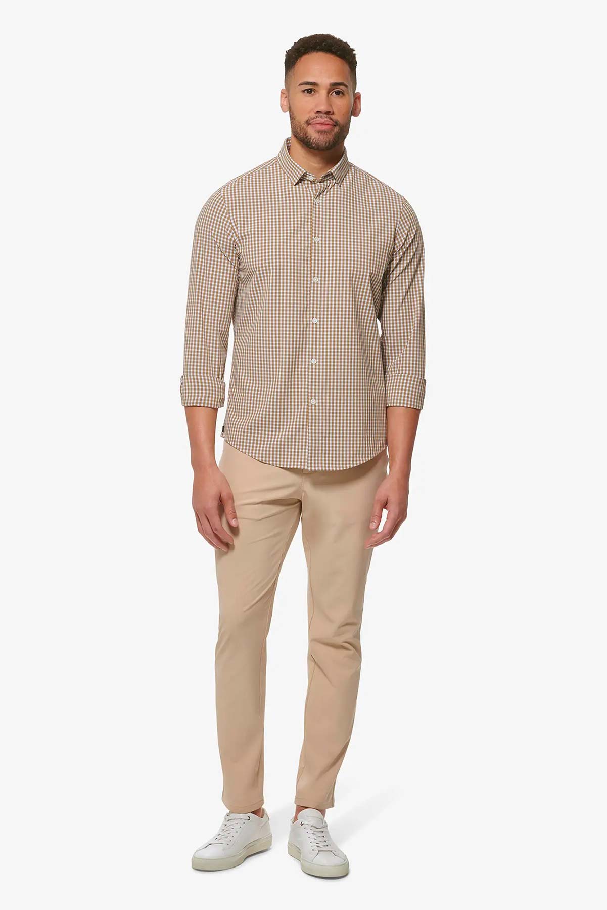 LEEWARD LS Golden Brown Gingham