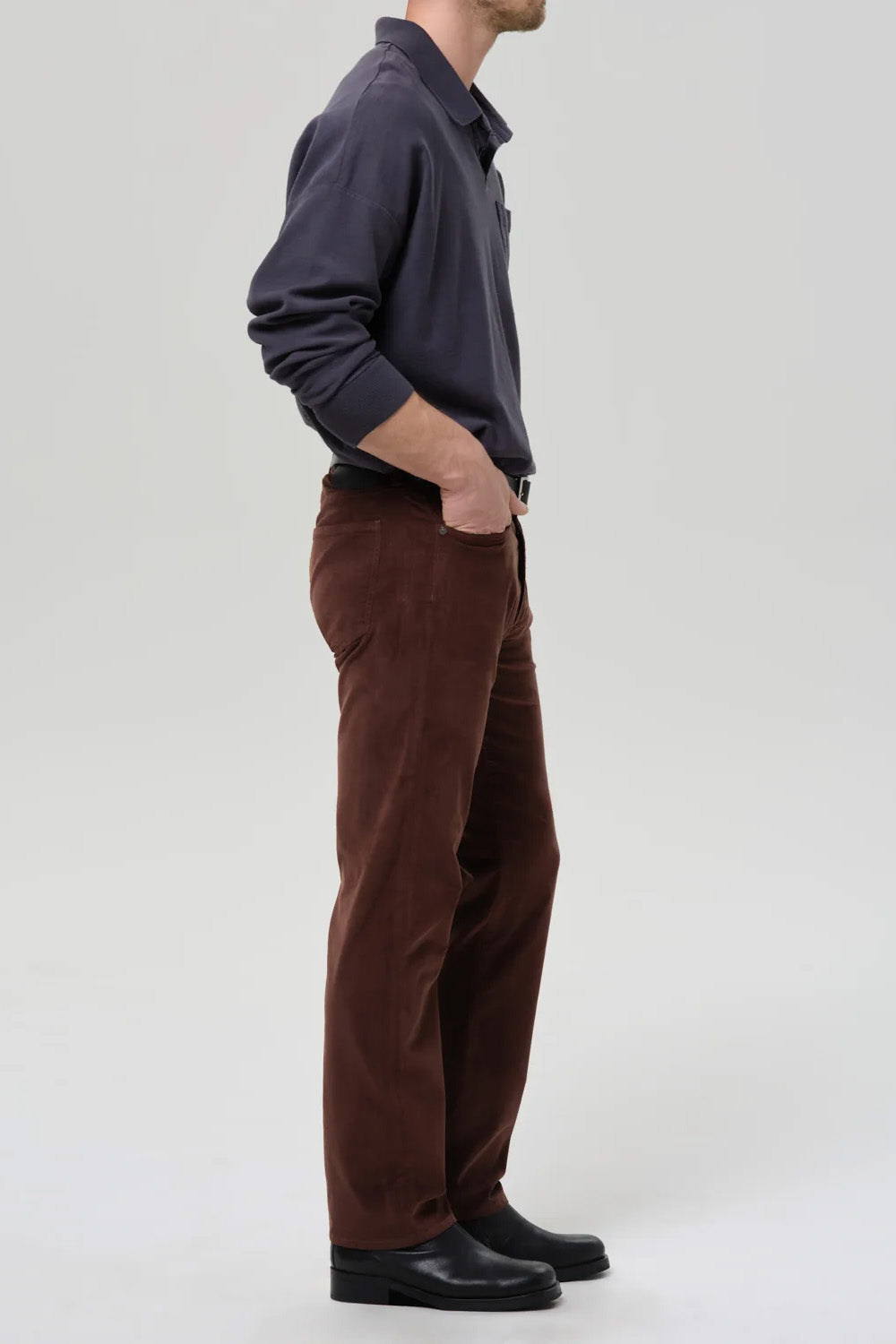 Citizens of Humanity Elijah Velveteen in Brown — side view